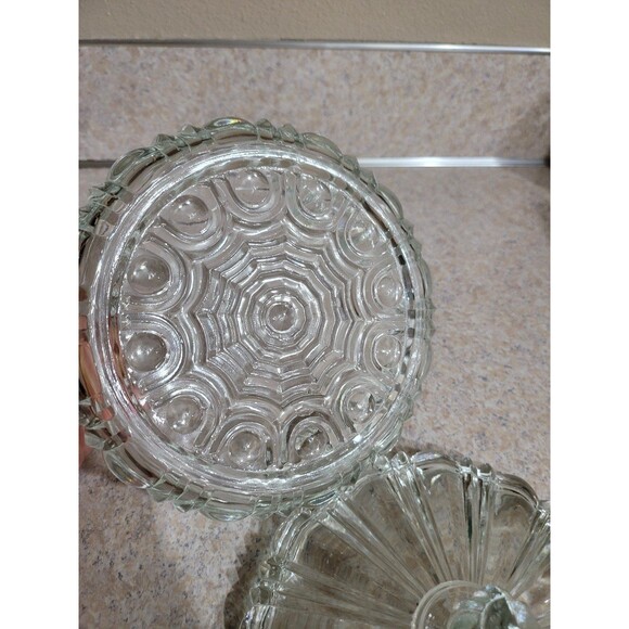 Anchor Hocking Clear Old Cafe Glass Candy Dish Spiderweb Bottom with Lid - Picture 5 of 6